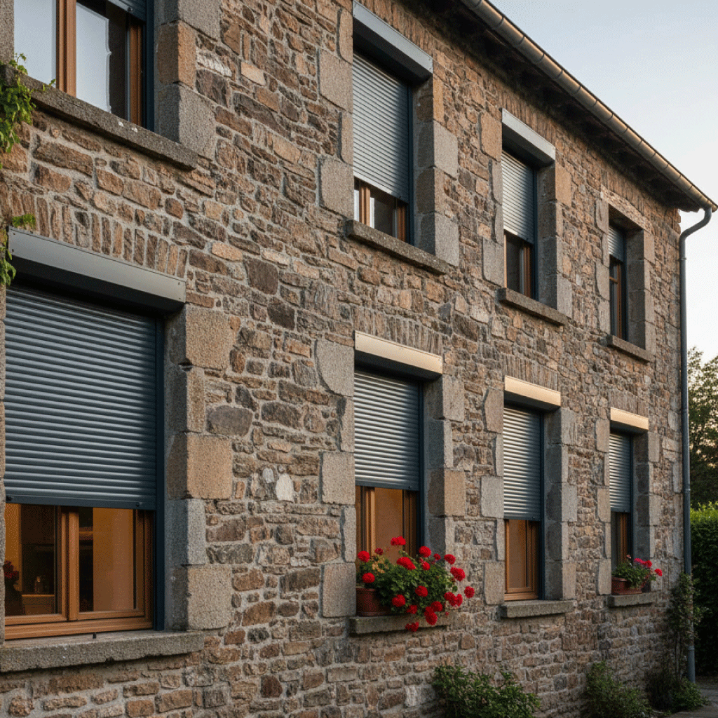 volet_roulants_1 Photo d'une maison avec des fenêtres équipées de volet roulants électriques